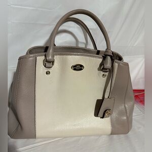 Coach Cream and Tan Leather Handbag